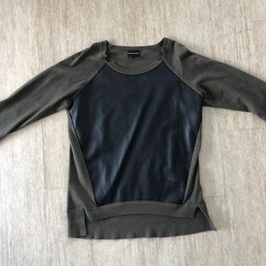 Central Park West Faux Leather Sweater